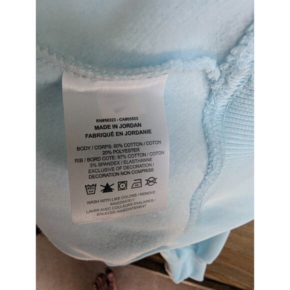 Nike Sportswear Fleece Sweatshirt Womens XS Light Blue Ribbed Crew-Neck Swoosh - Picture 4 of 4